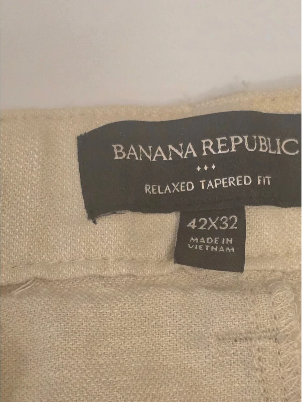Banana Republic Relaxed Tapered Fit Linen Cotton Pants 42x26 Beige